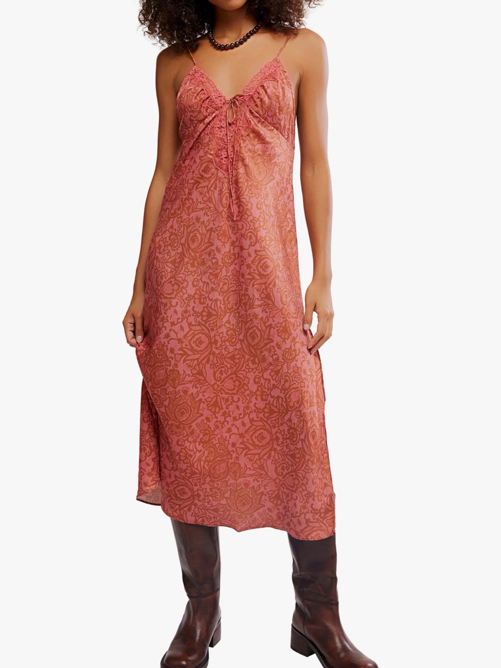 Free People Someone Like You Midi Slipdress in Coral